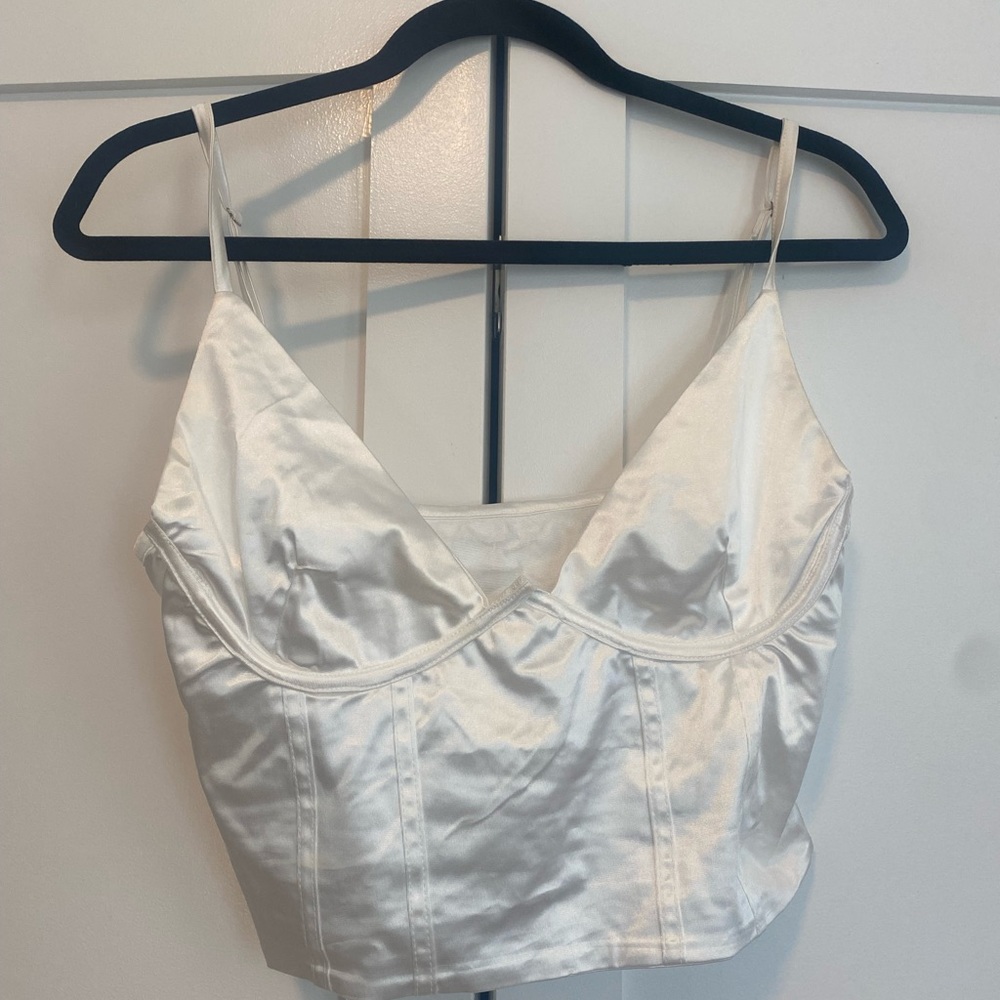 White corset crop top